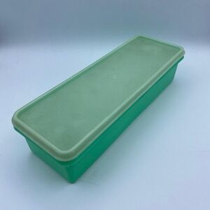 Tupperware Celery Keeper 892 Green Vintage Large Rectangular Bread Box Excellent